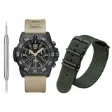 Luminox Navy SEAL Taucheruhr schwarz beige mit grünem Textil Wechselband XS.3590.NSF.SET