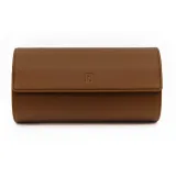 Paul Design 3er Travel Etui Reiseetui Uhrentasche aus braunen Leder für 3 Uhren