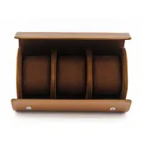 Paul Design 3er Travel Etui Reiseetui Uhrentasche aus braunen Leder für 3 Uhren