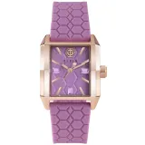 Philipp Plein Damenuhr Offshore Square rosegoldfarben mit lila Silikonband PWMAA0322
