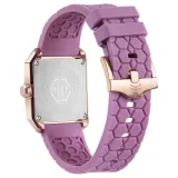 Philipp Plein Damenuhr Offshore Square rosegoldfarben mit lila Silikonband PWMAA0322