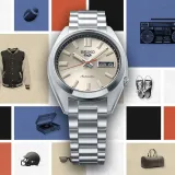Seiko 5 Sports Automatik midsize Everyday Carry Edelstahl silberfarben champagne SRPK91K1