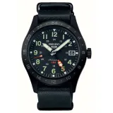 Seiko 5 Sports GMT Automatikuhr black ip mit schwarzen Lederband SSK025K1