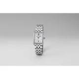 Seiko Damenuhr eckig silberfarben blau mit Zirkonias und Edelstahlband SWR091P1