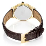 Seiko Damenuhr mit Saphirglas goldfarben Lederband braun SWR072P1