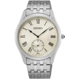 Seiko Herrenuhr Dress silberfarben beige mit Saphirglas und Edelstahlband SRK047P1