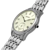 Seiko Herrenuhr Dress silberfarben beige mit Saphirglas und Edelstahlband SRK047P1
