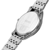 Seiko Herrenuhr Dress silberfarben beige mit Saphirglas und Edelstahlband SRK047P1