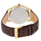 Seiko Herrenuhr mit Saphirglas goldfarben Lederband braun SRK050P1