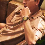 Seiko Herrenuhr Presage Automatic Style 60s honiggelb Lederband braun SRPL75J1