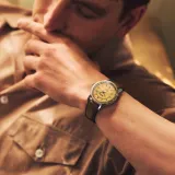 Seiko Herrenuhr Presage Automatic Style 60s honiggelb Lederband braun SRPL75J1