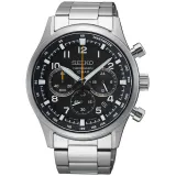 Seiko Herrenuhr Sport Chronograph schwarz silberfarben mit Saphirglas SSB447P1