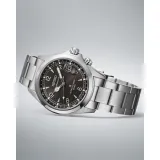 Seiko Prospex Land Alpinist Automatikuhr silberfarben schwarz Edelstahlband SPB505J1