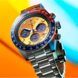 Seiko Prospex Speedtimer Pogue Solar Chronograph silberfarben orange blau rot SSC947P1