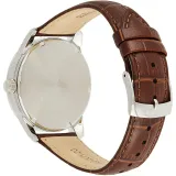 Seiko Solaruhr Herrenuhr Day Date silberfarben grün mit braunen Lederband SNE529P1