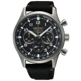 Seiko Sport Chrono silberfarben mit Saphirglas und schwarzen Textilband SSB449P1