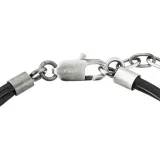 s.Oliver Herrenarmband Lederband schwarz silberfarben mit Beads Details 2038007