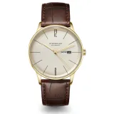 STERNGLAS Armbanduhr Berlin goldfarben beige Lederband braun S01-BE14-HE01