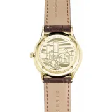 STERNGLAS Armbanduhr Berlin goldfarben beige Lederband braun S01-BE14-HE01