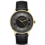STERNGLAS Armbanduhr Sedius Edelstahl goldfarben Lederband schwarz S01-SD04-HE03