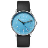 STERNGLAS Automatikuhr LUMATIK hellblau Lederband schwarz S02-LM17-PR07