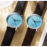 STERNGLAS Automatikuhr LUMATIK hellblau Lederband schwarz S02-LM17-PR07