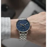 STERNGLAS Hamburg Chrono Mecha Quarz Edition Küste blau mit Edelstahlband S01-HC06-ME13
