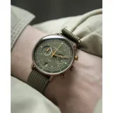 STERNGLAS Hamburg Chronograph Mecha Quarz Werk Bronze olive Nylonband S01-HC35-FI05