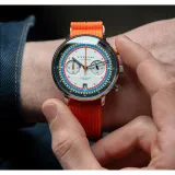 STERNGLAS Hamburg Chronograph Mecha Quarz Werk Nylonband orange S01-HC36-FI02