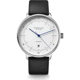 STERNGLAS Naos XL Automatikuhr Edelstahl weiß Lederband schwarz S02-NX01-PR07