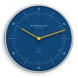 STERNGLAS Wanduhr Funk Naos silberfarben mit blauem Zifferblatt S14-010