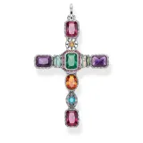 Thomas Sabo Anhänger Kreuz mit bunten Steinen Silber 925 PE859-294-7