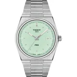 Tissot Armbanduhr PRX 40 205 Quarz silberfarben türkis Edelstahlband T1374101109101