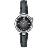 Tissot Damenuhr Desir 28 mm silberfarben mit graphitfarbenen Lederband T152.010.16.038.00