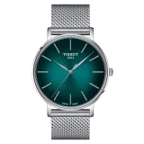 Tissot Herrenuhr Everytime Edelstahl silberfarben grün mit Milanaiseband T143.410.11.091.00