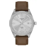 Tissot Herrenuhr PRC 100 Solar Quarz silberfarben Lederband braun 39 mm T151.422.16.031.00