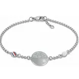 Tommy Hilfiger Damen Armband Edelstahl IP silberfarben mit rundem Anhänger 2780460