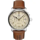 Zeppelin Herrenuhr Chronograph 100 Jahre Mediterranee mit braunem Lederband 9670-5
