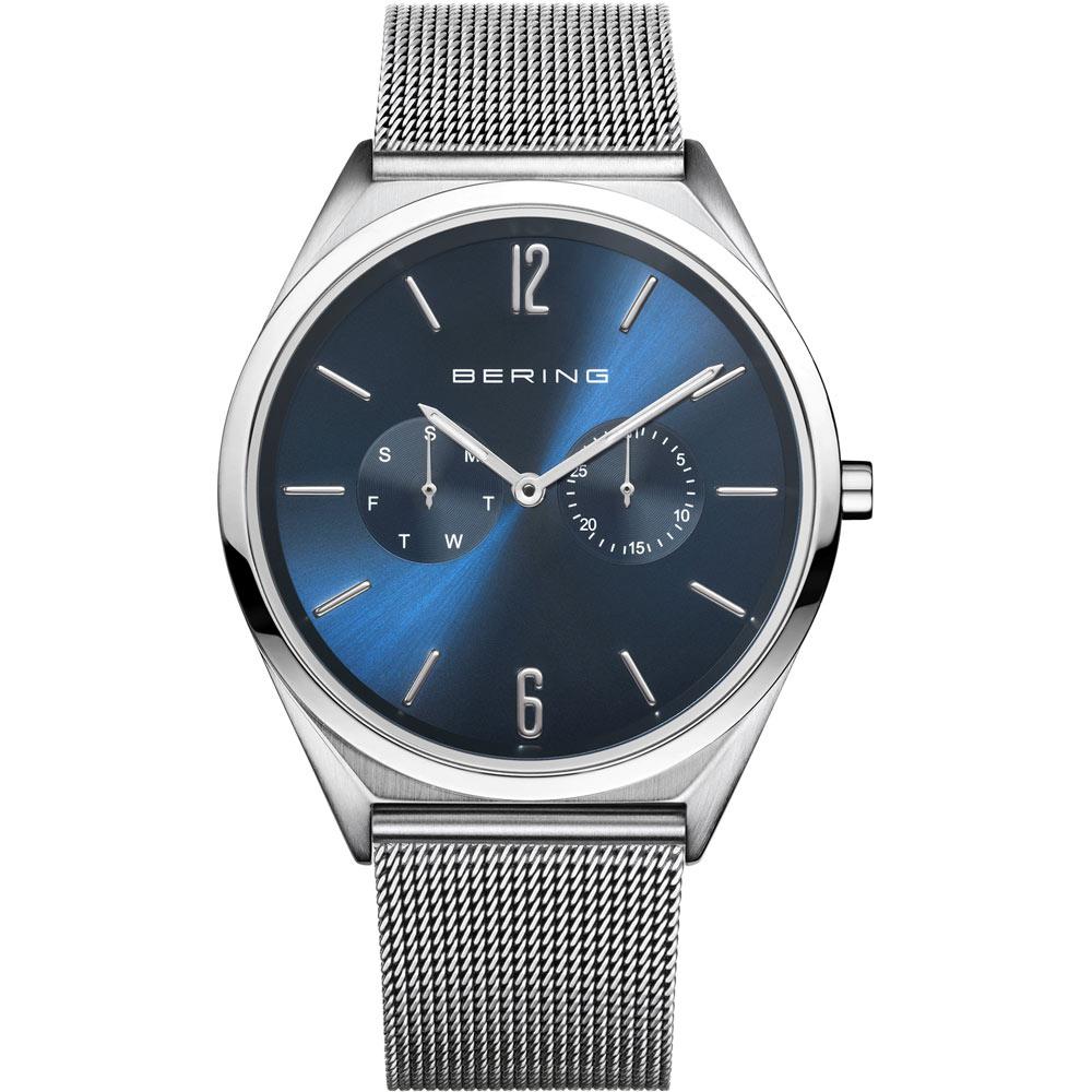 BERING Armbanduhr mit Milanaiseband und blauem Zifferblatt ultra slim 17140-007x
