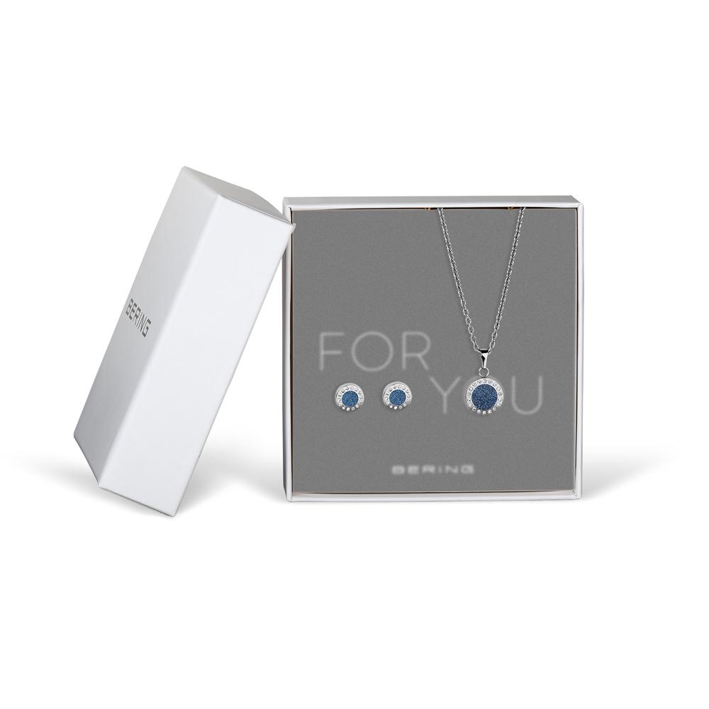 BERING Gift Set For Your Halskette und Ohrstecker silberfarben blau 427-707-Blue