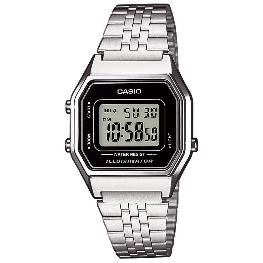 CASIO Armbanduhr digital silber schwarz im Retro Style LA680WEA-1EF