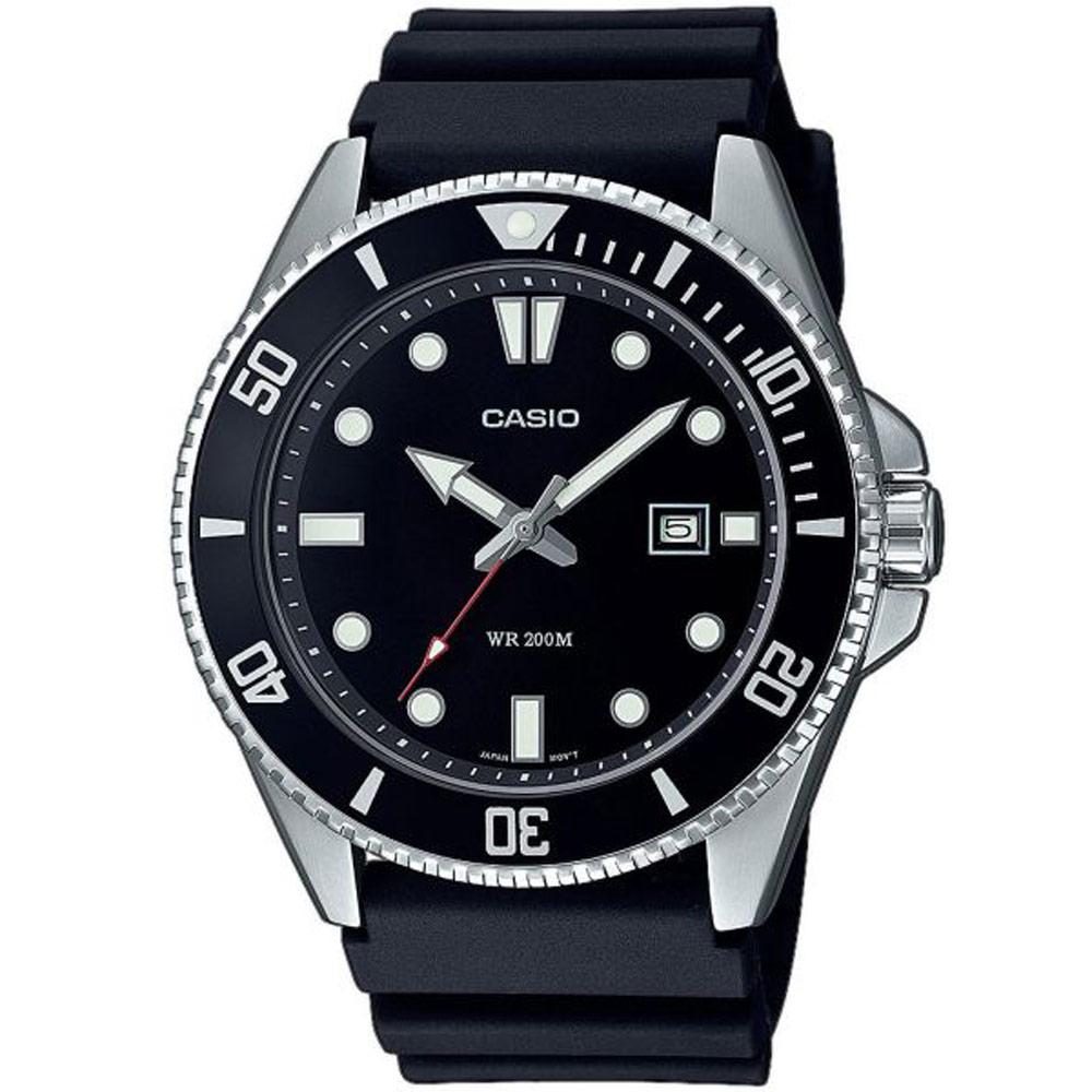 Casio Armbanduhr mit schwarzem Silikonband schwarz silberfarben MDV-107-1A1VEF