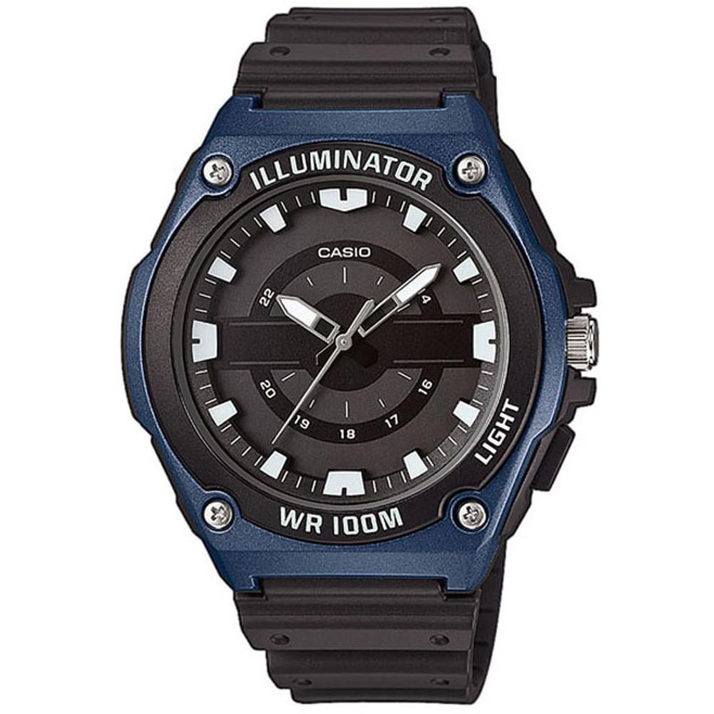 Casio Armbanduhr schwarz blau mit LED Licht MWC-100H-2AVEF