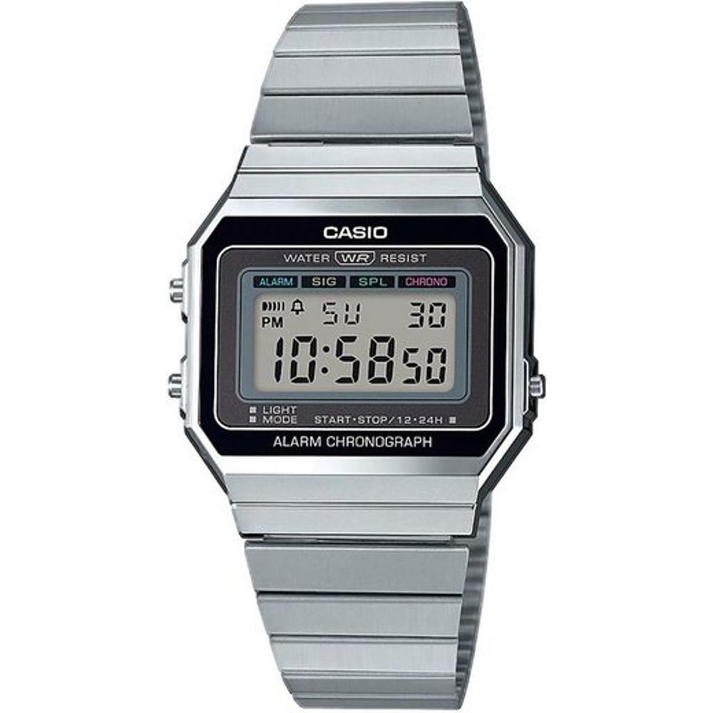 Casio Damenuhr Digitaluhr sportliche Armbanduhr silberfarben mit Metallband