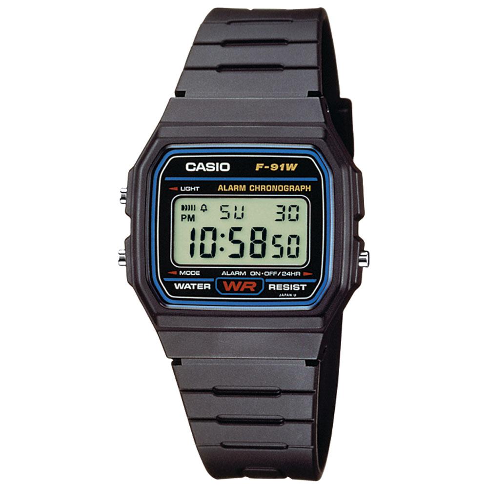 Casio Digitaluhr Armbanduhr schwarz aus Kunststoff F-91W-1YEG