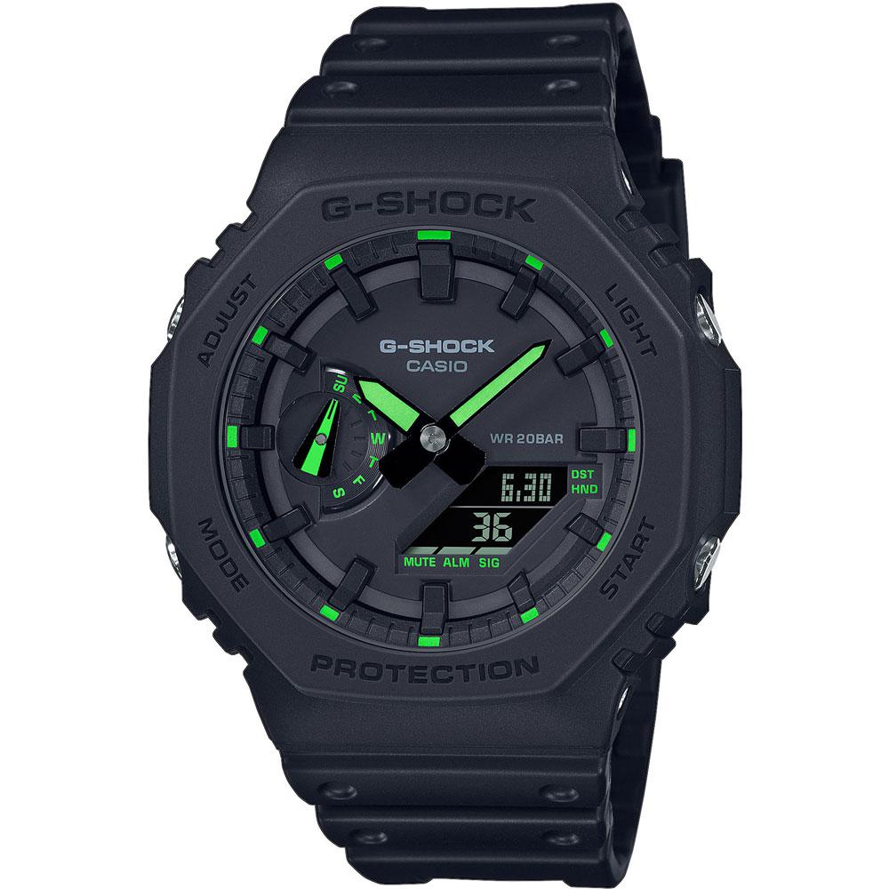 Casio G-SHOCK Armbanduhr Neon Accent schwarz grün GA-2100-1A3ER