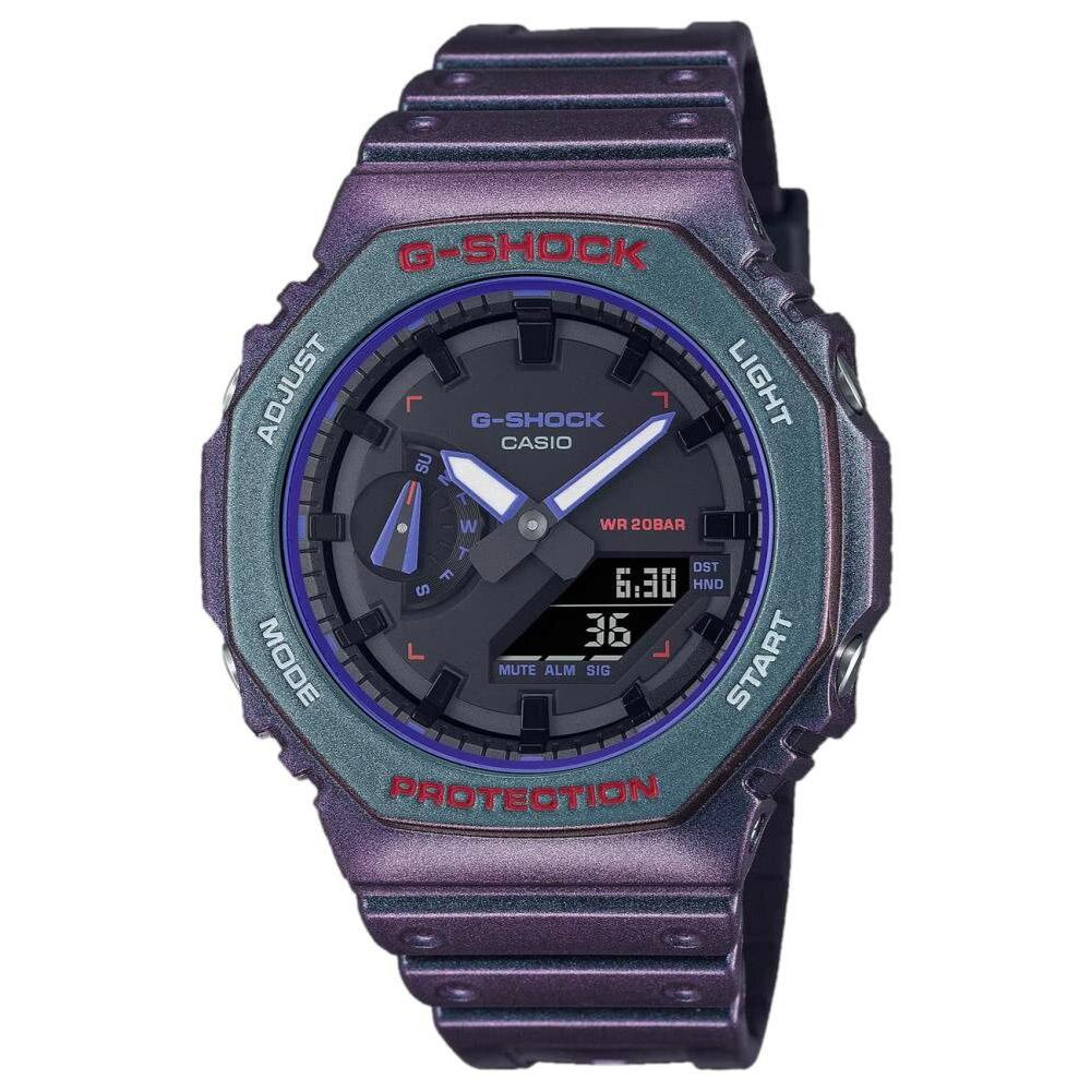 Casio G-Shock Classic lila glänzend ana digi schwarzes Zifferblatt GA-2100AH-6AER