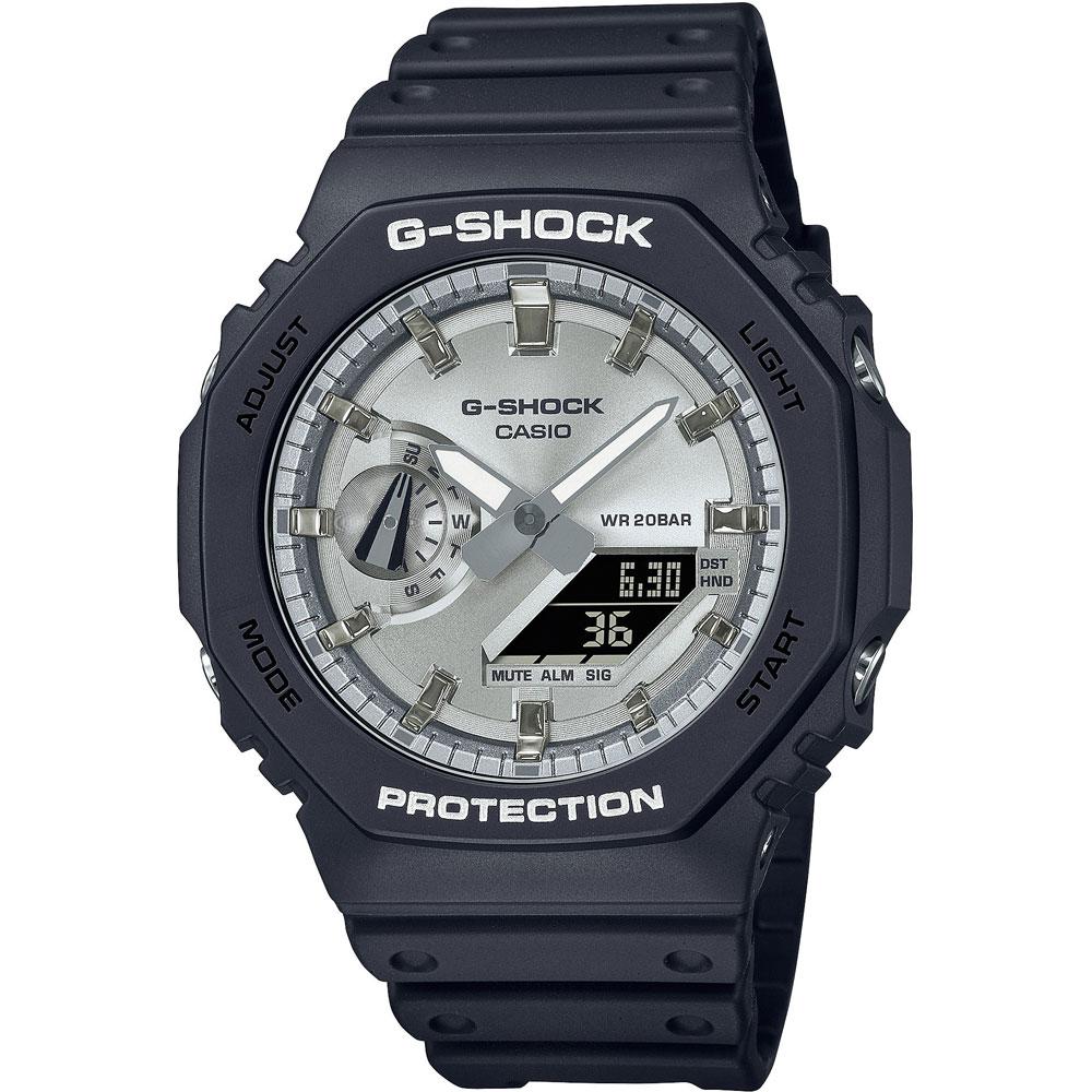 Casio G-Shock Classic Series Sportuhr anadigi matt schwarz silberfarben GA-2100SB-1AER