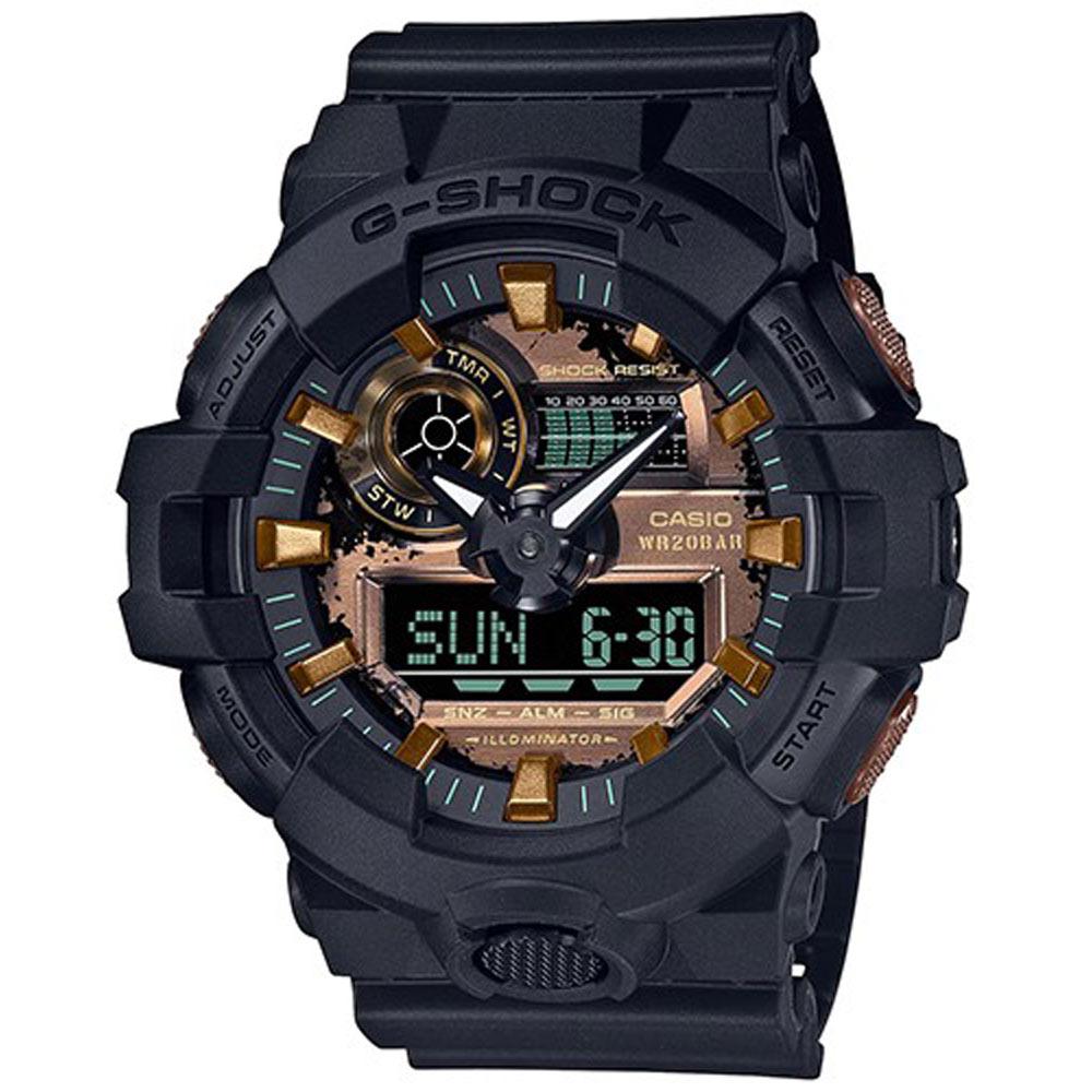 Casio G-Shock Armbanduhr schwarz rosegoldfarben mit Kunststoffband GA-700RC-1AER