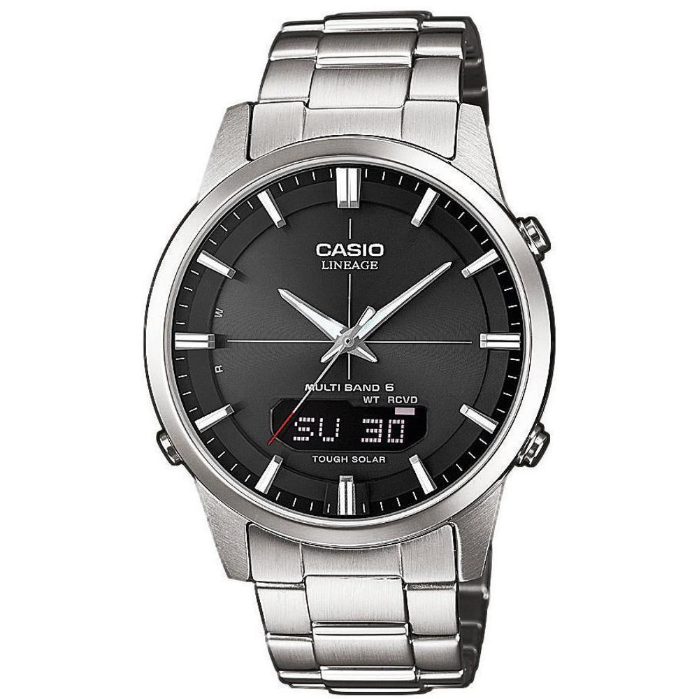 Casio Lineage Funkuhr Solar Armbanduhr schwarz silber LCW-M170D-1AER